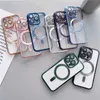 بالنسبة إلى iPhone 15 Pro Max Case Clear Case 13 14 Mini Luxury Plating Bling Pling Frackproof Magsafe مع واقي عدسة الكاميرا الكاملة