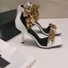 La più nuova catena di lusso in vera pelle 8.5CM Sandali con tacco alto Gladiatore Donna Tacco fine Scarpe da donna sexy da festa di alta qualità Pantofole taglia grande 35-41 SCATOLA