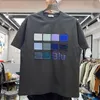 Herren-T-Shirts Kreatives einfaches Patchwork-Stoffverzierung besticktes, lockeres Kurzarm-T-Shirt 230701