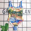 Holiday Printed Swimwear Designer Womens Bikini Summer Striped Swimsuit One Piece Swimsuit With Bra