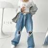 Jeans Vintage déchiré jean Streetwear découpe droite taille basse Baggy jean ample femmes Y2k esthétique Hiphop Cargo pantalon pantalon de base