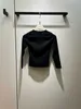 T-shirt damski projektant wyszywane gwiazdki pulower z literami prążkowany top z dzianiny dopasowany krój i redukujący wiek 7/4 rękaw krótka koszulka podkładowa 4YED