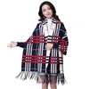 Designer Original Bur Home Winter scarves on sale Autumn and New Womens Double sided Shawl Scarf Dual purpose Tassel Thickened Long Sleeve Warm Imitation Fleec