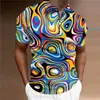 Mannen Polo Polo Shirt Mode Revers Tops Tie Dye Print Casual Losse Korte Mouw T-shirt Zomer Gestreepte Harajuku Rits kleding 230703