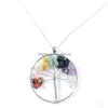 Pendant Necklaces 5Cm Healing Crystal Gravel Stone Tree Charms Twine Wire Wrap Quartz Wholesale Jewelry Gift Drop Delivery Pendants Dhha2