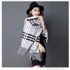 Designer Original Bur Home Winter scarves on sale Autumn and New Womens Double sided Shawl Scarf Dual purpose Tassel Thickened Long Sleeve Warm Imitation Fleec