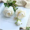 Fleurs Décoratives Couronnes Artificielle Western Rose 3 Tête Pivoine Fête De Mariage Décor À La Maison Soie Matériaux Fleur Faux Drop Delivery Dhgnv