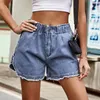 Jeans femininos 2023 shorts rosa para mulheres verão esfarrapado broto de flor de jeans elástico Roupas de streetwear