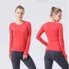 LLU-668 Lulemon 2.0 femmes tricot à manches longues Sport haut femmes entraînement T-Shirt Yoga col rond séchage rapide respirant élastique Fitness course chemise