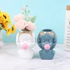 Estatuetas de objetos decorativos estatueta de goma de mascar menina bonito vaso de flor vaso de planta artificial decoração de casa 230701
