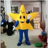 2019 Factory Yellow Star Mascot Costume Suits Halloween Christmas påsk vuxen storlek198k