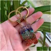 Nyckelringar 7 Chakras orgone pendum Energy Crystal Stone Keychain Healing Amet Keyrings For Car Meditation Reiki Om Lucky Gift Drop de DHS3H