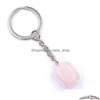 Porte-clés Mix Irregar Cubic Natural Crytal Stone Porte-clés Sier Couleur Guérison Cristal Décor De Voiture Porte-clés Porte-clés Pour Femmes Hommes Dro Dhdix