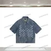 Xinxinbuy Mannen designer Tee t-shirt 23ss emboss Brief stof Denim shirt korte mouw katoen vrouwen wit zwart blauw XS-2XL185R