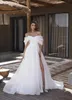 Mode une ligne robes de mariée pour la mariée hors épaule perles cou robe de mariée cuisse fente concepteur robes de mariée