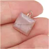 Charms Natural Stone Square Подвеска розовая Quartz Healing Reiki Crystal Diy Серьги колье Женские модные ювелирные изделия Нахождение 12x16 мм DR DHZWT