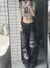 Jeans Baggy Damen Baddie Grunge Gyaru Harajuku Tide Fashion Zerrissene Hosen Denim Lange Jean Hosen Streetwear Y2k Ästhetik