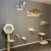 Scratchers Cat klimmen houten muur gemonteerd hangmat bed huisdier meubels kitten plank set kat ronde springplank post boomhut speelgoed