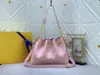 7A Rose Pink SOMMER BUNDLE Handtasche Luxurys Kordelzugtasche mit abnehmbarer Reißverschlusstasche Sommerliche Degrade-Tasche für Damen aus geprägtem Leder in Begie-Farbtönen