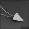 Pendant Necklaces Cone Stone Opal Crystal Pendum Necklace Chakra Healing Jewelry For Women Men Stainless Steel Chain Drop Delivery Pe Dhnif