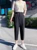 Pantalon femme costume taille haute bureau sarouel pantalon femme noir beige mode coréenne capris de haute qualité HDK230703