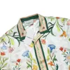 Casa Designer Fashion Clothing Shirts Tracksuits Casablanca Graffiti Flower Print Loose Casual Silk Short Sleeve Shirt Versatile for Men Women Couples