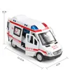 Diecast Model Public Security Car Ambulance Pull Back Off Road Toy Alloy 5 Door Sound Light Children Boy Girl Simulation Toys 230703