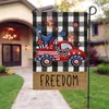 American Independence Day Garden Flag Black and White Checkered Linen Print American Festival Yard Decoration Flag