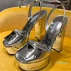 여성 패션 패션 새틴 특허 버클 쿨 신발 디자이너 13cm 하이힐 35-42 레이디 로마 샌들 상자와 플랫폼 힐 샌들