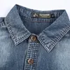 Men's Casual Shirts 2023 Summer Denim Shirt Men Short Sleeve Cotton Outdoor Cargo High Quality Streetwear Blouses Cowboy For Blue