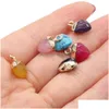 Charms Delicate Natural Stone Heart Rose Quartz Lapis Lazi Turquoise Opal Pendant Diy For Bracelet Necklace Earrings Jewelry Making Dhq7W