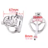 Male Chastity Devices Stainless Steel Arc Penisring with Anti-off Ring Testicle Restraints Gear Cock Cage with Urethral Catheter