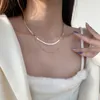 Silver-plated double layer necklace ins cold wind necklace simple versatile necklace new women's collarbone chain 108