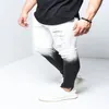 Jeans skinny rasgados masculinos para adolescentes stretch jeans preto branco gradiente jeans calça de tornozelo com zíper 287Q