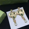 2023-Luxury Love Pearl Orecchini Esagerato Noble Collane Emerald Heart Danglers Set di gioielli Regalo di compleanno Anniversario