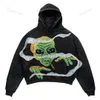 Herfst en Winter Alien Print Street Fashion Schedel Patroon Retro Hooded Trui Mannen en Vrouwen Tops Harajuku Anime Hoodies 230703