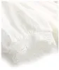 2023 été blanc couleur unie broderie dentelle robe à manches courtes col rond genou longueur robes décontractées W3L041909