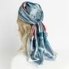 Scarves Flower Print Shawl Silk Square Scarf For Women Hair Bands Neckerchief Female Head Wraps Headband Foulard Satin Hijab Bandana J230703