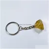 Nyckelringar Natural Stone Rose Quartz Citrine Irregar Ore Keychains Healing Crystal Car Decor Keyholder For Women Män Drop Delivery Jew Dhkw8