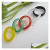 Band Rings 6Mm Wide Pink Green Red Glass Crystal Agate Jade Ring Jewelry Finger For Women Men Drop Delivery Dhdfx