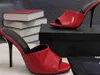 Klasyczne płytkie wycięte szczupłe obcasy Patentowe Sandały skórzane moda 100% skórzana projektant seksowna prosta klamra damskie buty duże 35-42