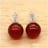 Stud 8Mm Natural Stone Crystal Earrings Tiger Eye Rose Quartz Turquoises Amethyst Opal Beads Earring For Women Wholesale Drop Delive Dho3Q