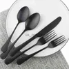Dinnerware Sets Black Cutlery Set Stainless Steel Dinnerware Silverware Butter Steak Knife Fruit Dessert Fork Tea Spoon Flatware Tableware Set x0703