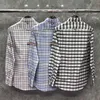 TB THOM chemise printemps automne Plaid hommes chemise marque de mode ruban brassard rayure Desgn coton Oxford décontracté livraison directe chemise WER9