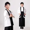 New Black Japanese Boys Kimono Child Warrior Traditional Swordmen Yukata Kid Stage Performance Clothing Cosplay Costume201G