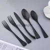 Наборы наборов посуды Black Matte 304 Набор столовых приборов из нержавеющей стали смешанный цветовой нож набор вилки ложки домашняя кулинарная посуда x0703