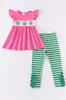 Robes de fille Girlymax St Patrick s Day frère Stripe Clover bébé filles robe garçons pantalon ensemble volants barboteuse smocké vêtements pour enfants 230703