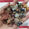 Charms Wire Wrap Mushroom Natural Stone Quartz Crystal Pendant For Necklaces Jewelry Making Drop Delivery Findings Components Dhmjy