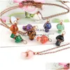 Pendentif Colliers Lots Fil Enroulé Sculpture Champignon Reiki Guérison Cristal Oeil De Tigre Quartz Rose Opale Aventurines Collier Pour Femmes Je Dhqwl