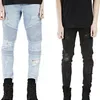 Représenter des pantalons de créateurs de vêtements slp bleu noir détruit mens slim denim straight biker jeans skinny hommes déchirés jeans260Q